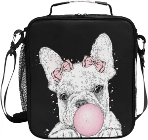 Lunch Bag Insulated Boxes Cute French Bulldog Cooler Lunch Handbags African American Woman Organizer Containers for Picnic School Office