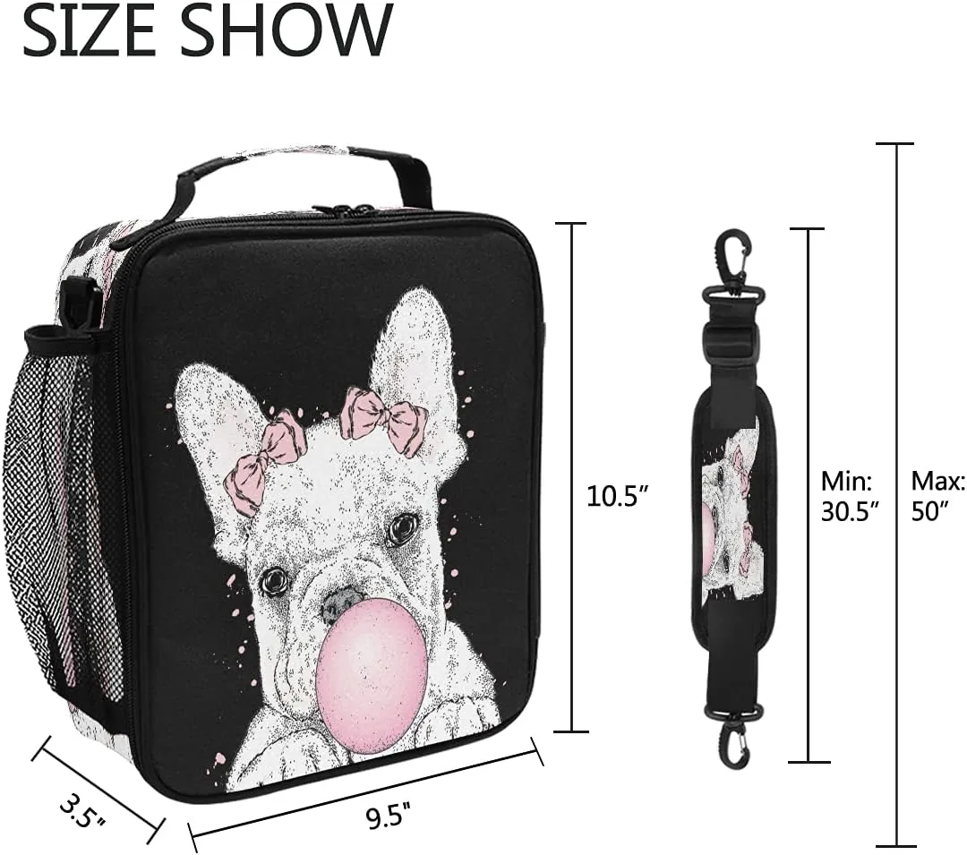 Lunch Bag Insulated Boxes Cute French Bulldog Cooler Lunch Handbags African American Woman Organizer Containers for Picnic School Office