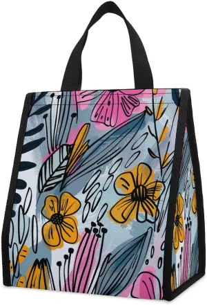 Lunch Bag Lunch Box for Women Lunch Tote Bag Graffiti Style Pattern Thermal Cooler Sack Food Handbags Case