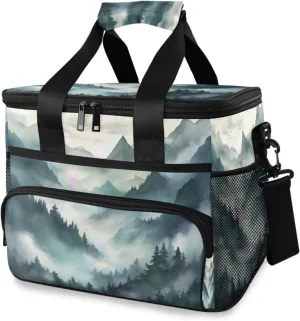 Lunch Bag Misty Forest Insulated Cooler Bag Reusable Lunch Box with Shoulder Strap for Picnic Hiking Camping Work