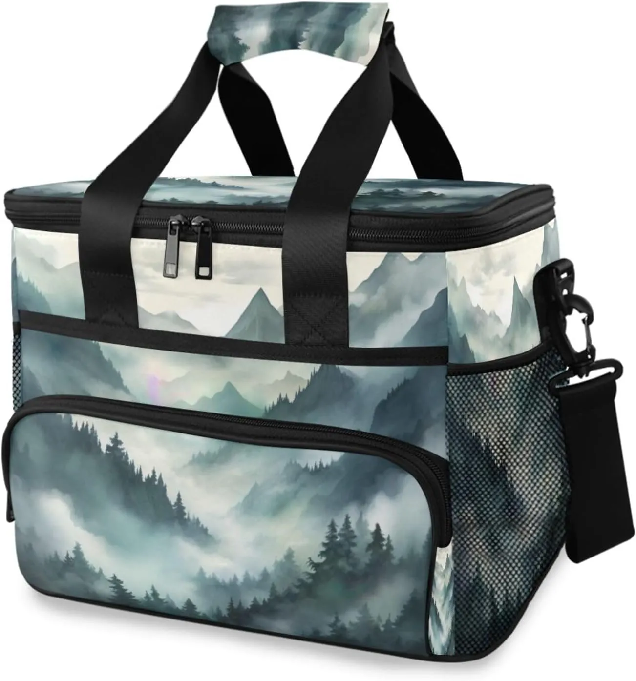 Lunch Bag Misty Forest Insulated Cooler Bag Reusable Lunch Box with Shoulder Strap for Picnic Hiking Camping Work