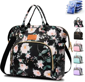 Lunch Bags for Women, Lunch Box for Women Insulated Lunch Bag, Leakproof Lunch Tote Bags for Work with Adjustable Strap Reusable Cooler Tote Bag for Picnic,Camping, 8 Ice Packs