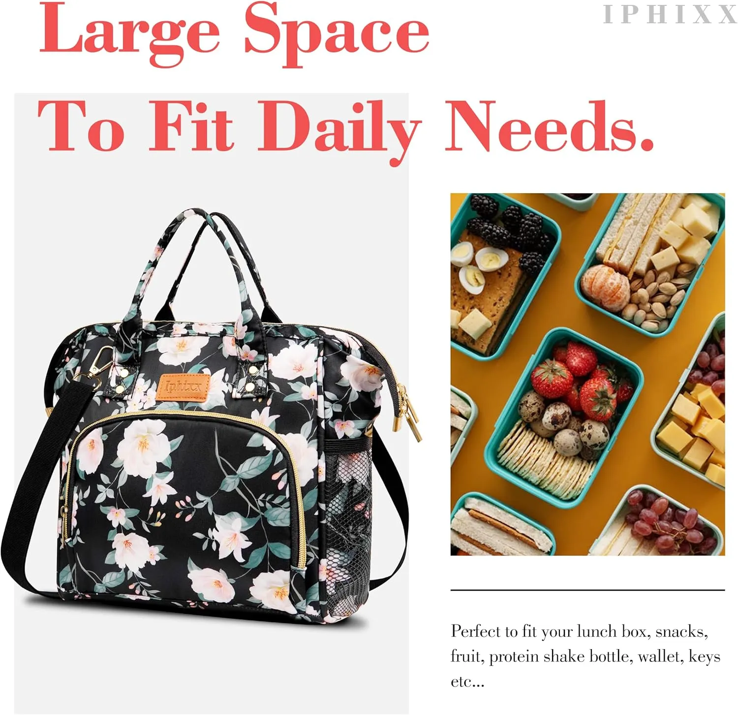 Lunch Bags for Women, Lunch Box for Women Insulated Lunch Bag, Leakproof Lunch Tote Bags for Work with Adjustable Strap Reusable Cooler Tote Bag for Picnic,Camping, 8 Ice Packs