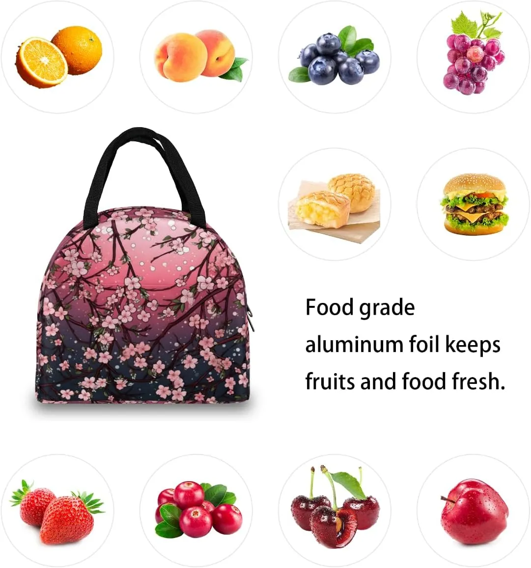 Lunch Tote Bag Classic Romance Style Reusable Insulated Bags Waterproof Adult Portable Meal Cooler Pack for Women Men Picnic Office Work Travel