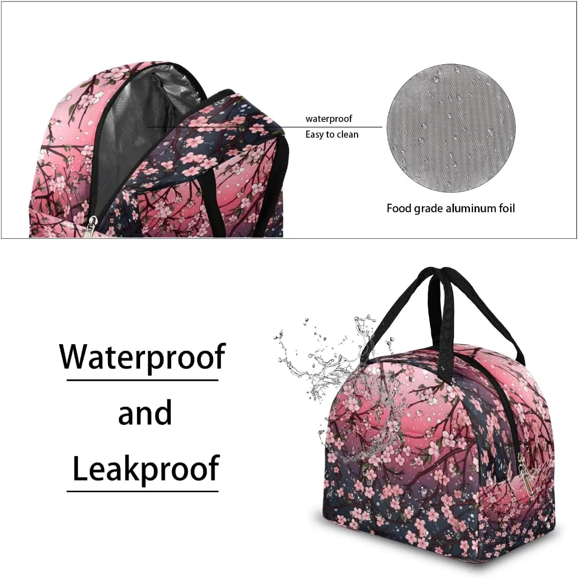 Lunch Tote Bag Classic Romance Style Reusable Insulated Bags Waterproof Adult Portable Meal Cooler Pack for Women Men Picnic Office Work Travel