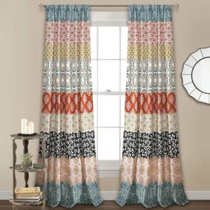 Lush Decor Bohemian Stripe Window Curtain Panels, Pair, 52" W x 84" L, Turquoise & Orange - Colorful Long Curtains - Maximalist & Boho Decor - Boho Curtains For Bedroom, Living Room & Dining Room