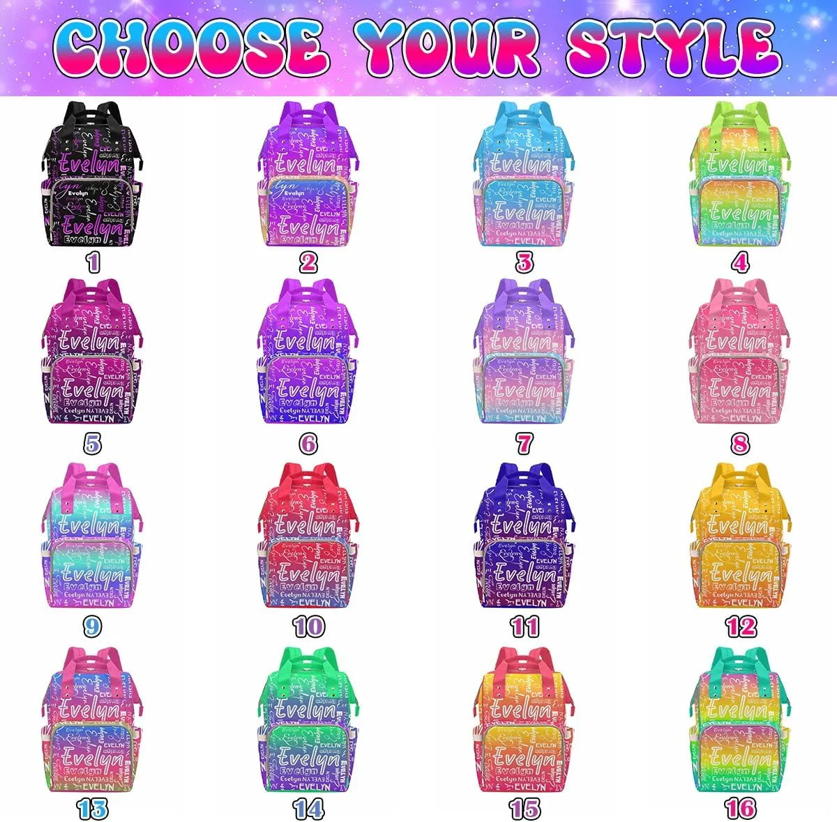M YESCUSTOM Custom Diaper Bag Backpack for Girls Boys Large Capacity with Pockets Personalized Baby Diaper Bags for Mom Waterproof Nappy Baby Bag with Name Mothers Day Gift Gradient Pink Blue