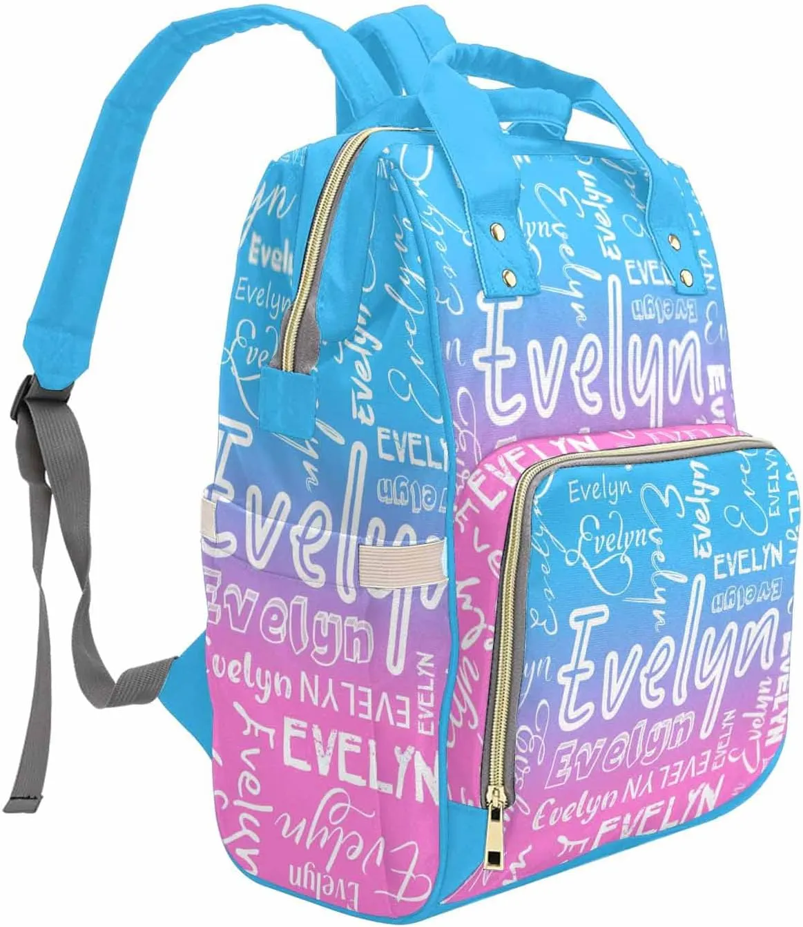 M YESCUSTOM Custom Diaper Bag Backpack for Girls Boys Large Capacity with Pockets Personalized Baby Diaper Bags for Mom Waterproof Nappy Baby Bag with Name Mothers Day Gift Gradient Pink Blue