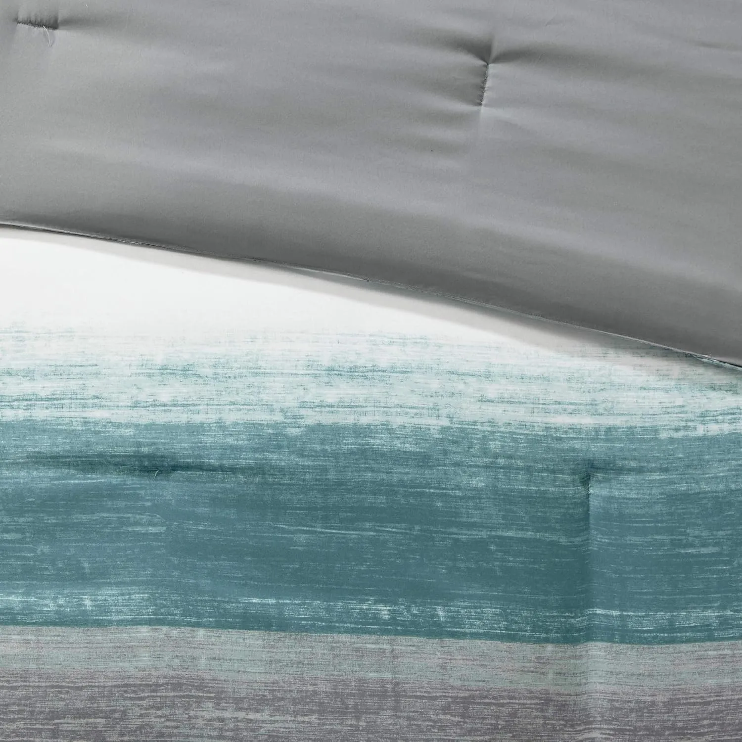 Madison Park Essentials Queen Comforter Set, Bed in a Bag Queen, Watercolor Print Coastal Comforter & Chambray Cotton Sheet Set, All Season Bedding Set, Saben, Aqua Queen (90 in x 90 in) 9 Piece