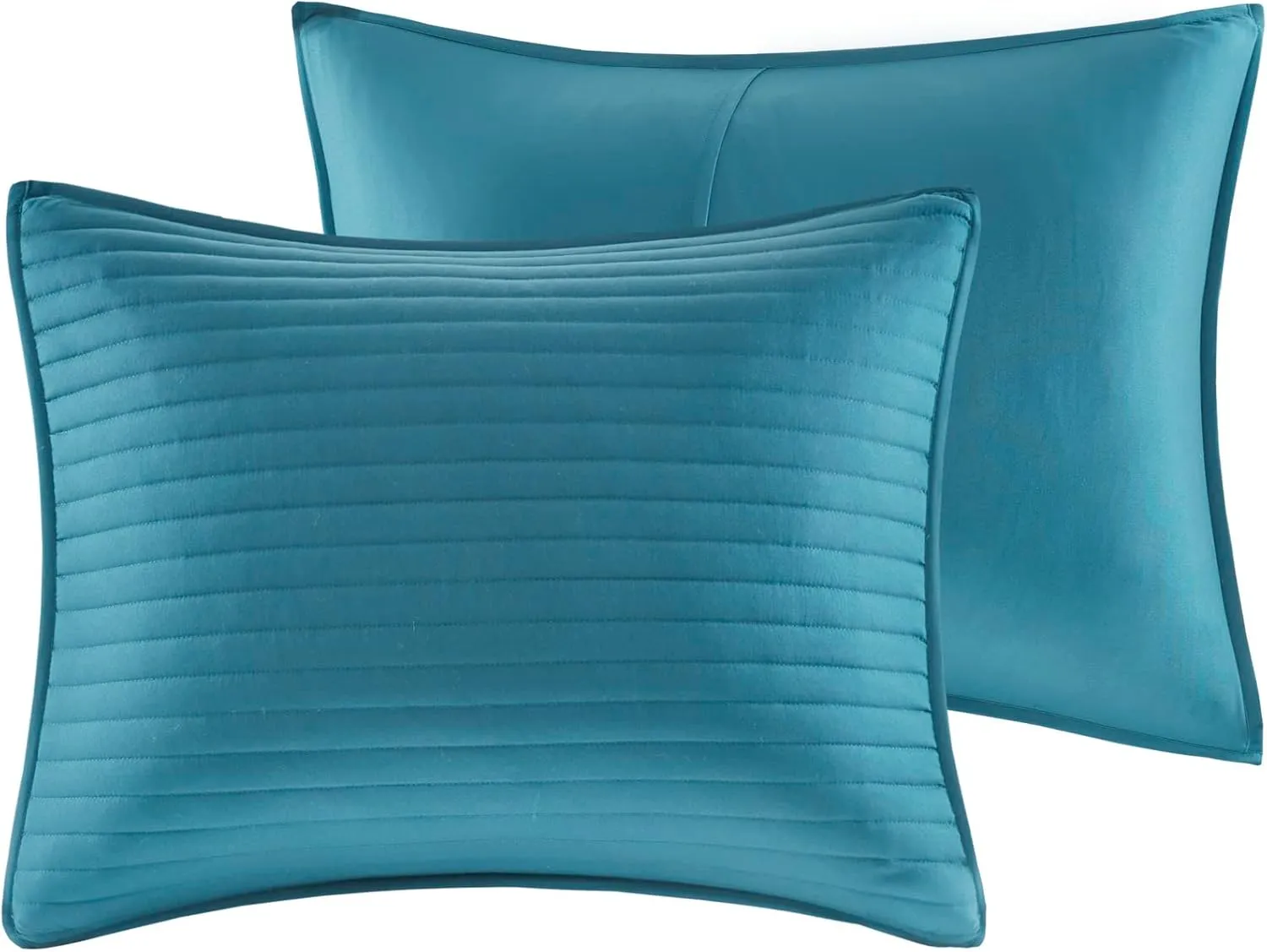 Madison Park Marina Comforter Quilt Combo Set - Modern Luxury Design, All Season Down Alternative Bedding, Matching Shams, Decorative Pillows, Full/Queen(90"x90"), Aqua 8 Piece