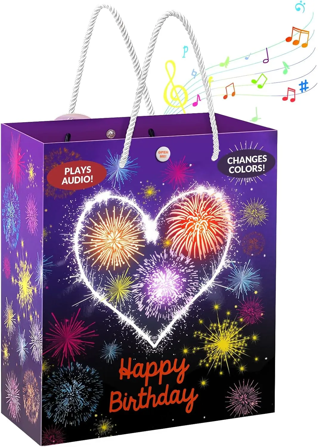 MAGICAL BAG Light & Sound Birthday Gift Bags with Fireworks & Cheering, Birthday Bags for Wife, Husband, Him, Her, Women, Men & More, Music Gift Bag Medium Size