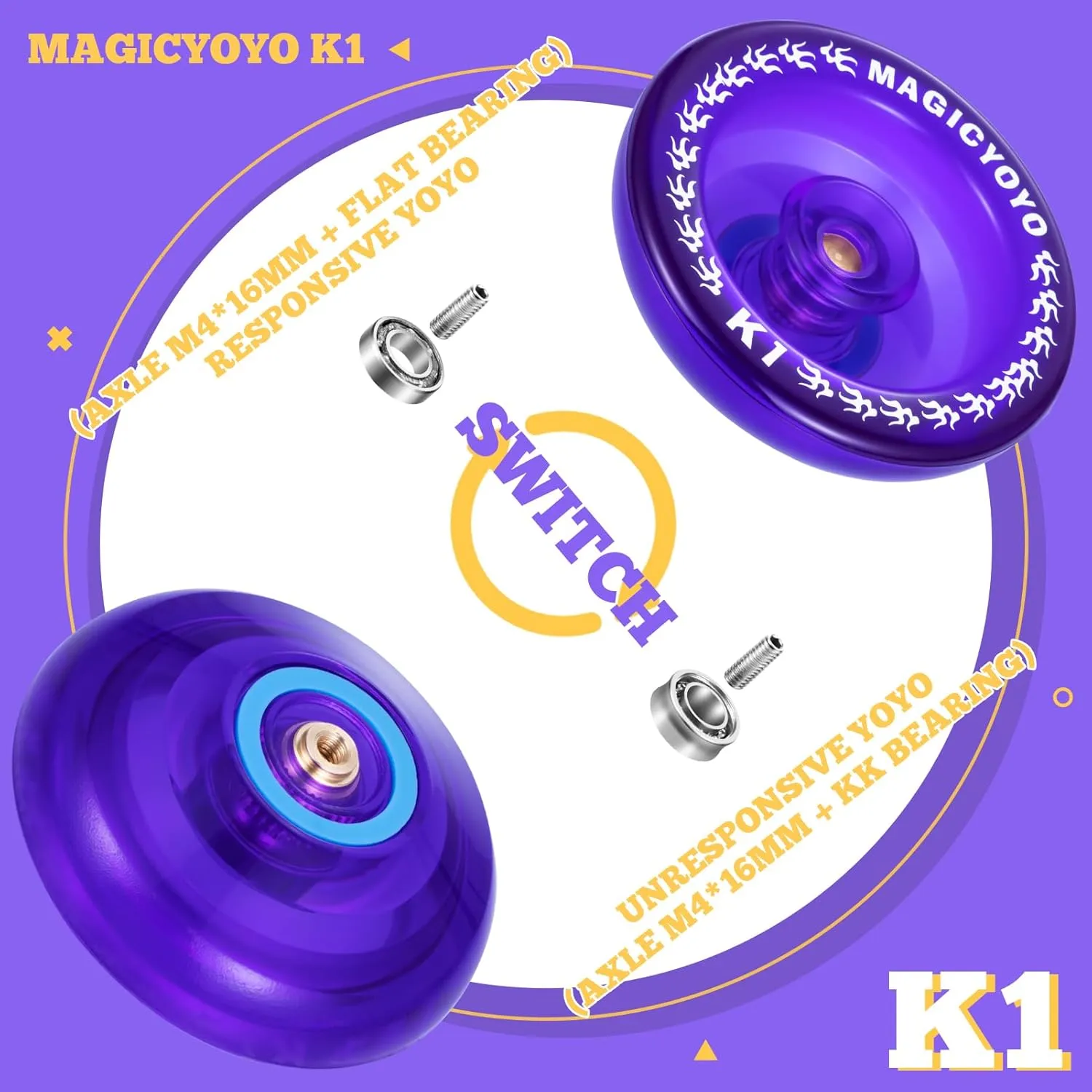 MAGICYOYO Pack of 3 Responsive Yoyos for Kids, Dual Purpose Yoyo with Unresponsive Yoyo Bearing for Adults Beginner, 3 Yoyo Bags, 18 Yoyo Strings, Yoyo Ball Accessories (Gradient Color)