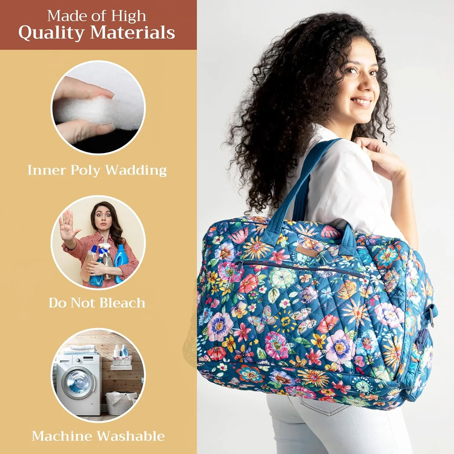 Maison d' Hermine 100% Cotton Handbag | Shoulder Bag | Shoulder Bag for the Beach | Shopping | Travel | Hiking | Women with Zip Pockets