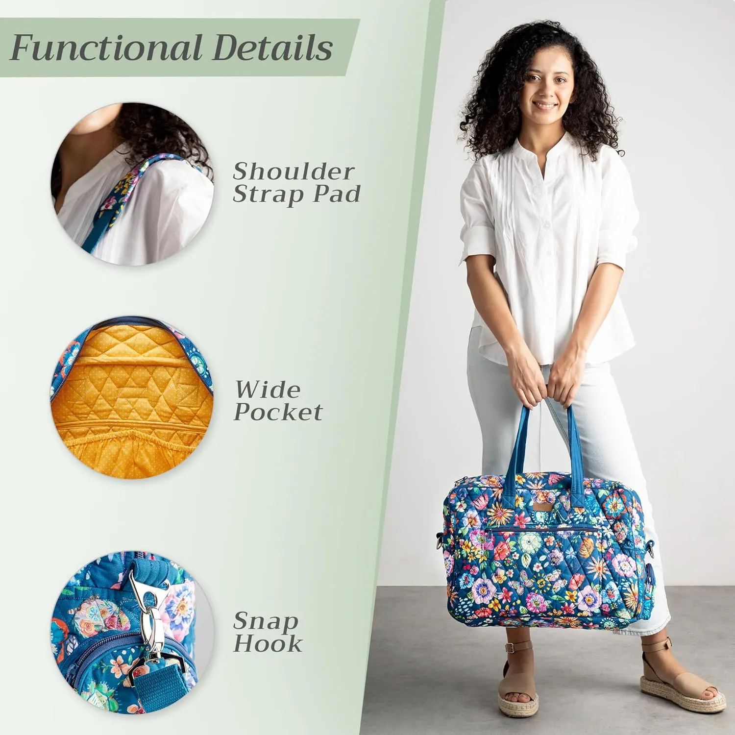 Maison d' Hermine 100% Cotton Handbag | Shoulder Bag | Shoulder Bag for the Beach | Shopping | Travel | Hiking | Women with Zip Pockets
