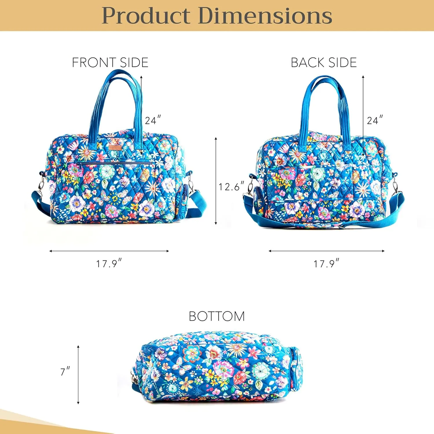 Maison d' Hermine 100% Cotton Handbag | Shoulder Bag | Shoulder Bag for the Beach | Shopping | Travel | Hiking | Women with Zip Pockets