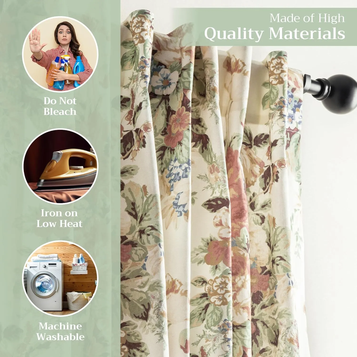 Maison d' Hermine Curtains for Living Room 100% Cotton 84 inch Length Two Panels Light Filtering Curtains for Bedroom Windows with Rod and Loop Pockets Drapes (Abbeville, 50" W x 84" L)