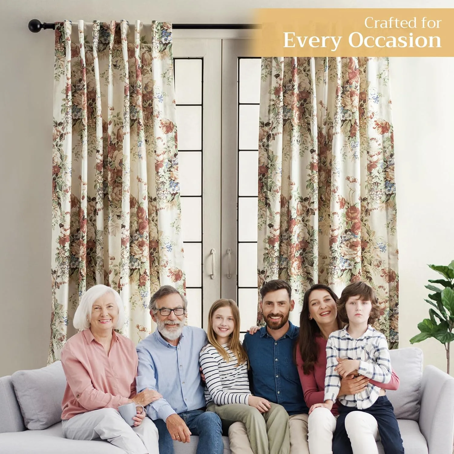 Maison d' Hermine Curtains for Living Room 100% Cotton 84 inch Length Two Panels Light Filtering Curtains for Bedroom Windows with Rod and Loop Pockets Drapes (Abbeville, 50" W x 84" L)