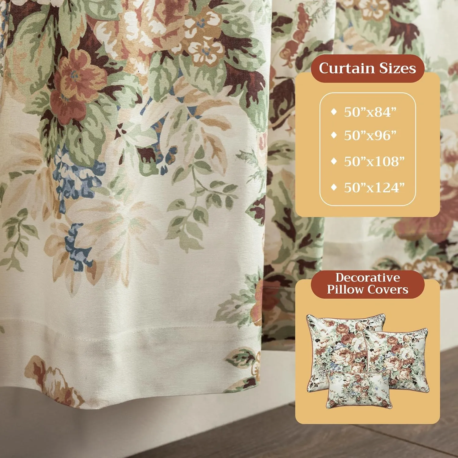 Maison d' Hermine Curtains for Living Room 100% Cotton 84 inch Length Two Panels Light Filtering Curtains for Bedroom Windows with Rod and Loop Pockets Drapes (Abbeville, 50" W x 84" L)