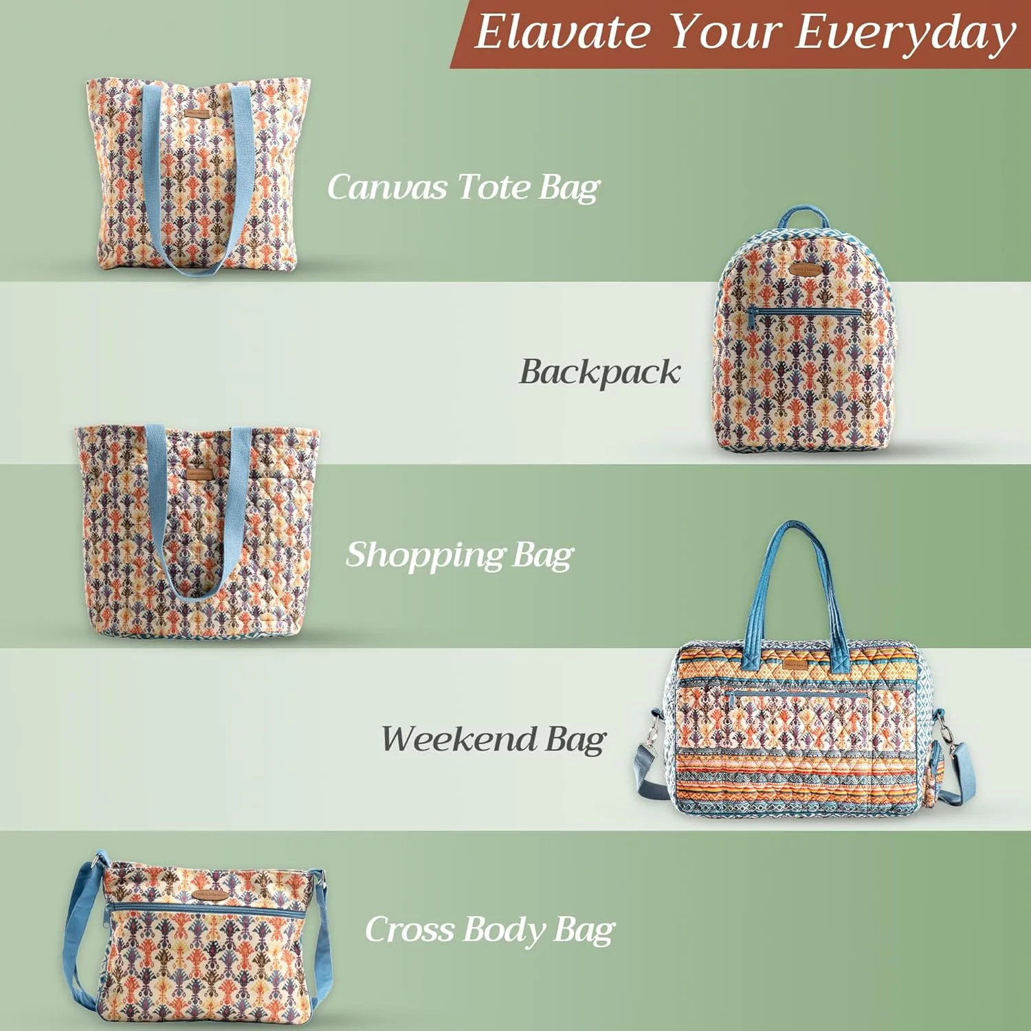 Maison d' Hermine Hand Bag Cotton Adjustable Shoulder Strap Cross Body Bag Tote purse with Zippered & Slip Pockets