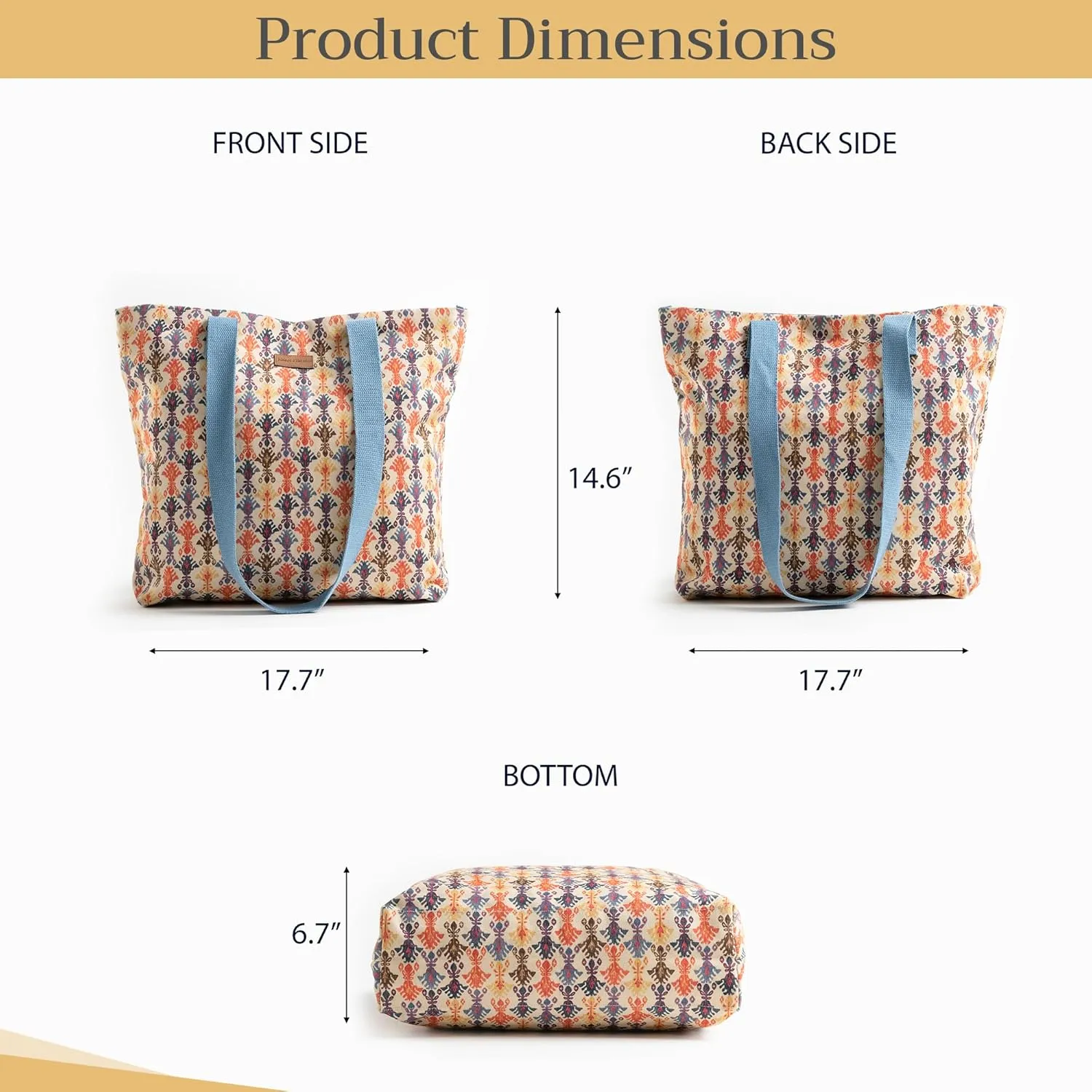 Maison d' Hermine Hand Bag Cotton Adjustable Shoulder Strap Cross Body Bag Tote purse with Zippered & Slip Pockets
