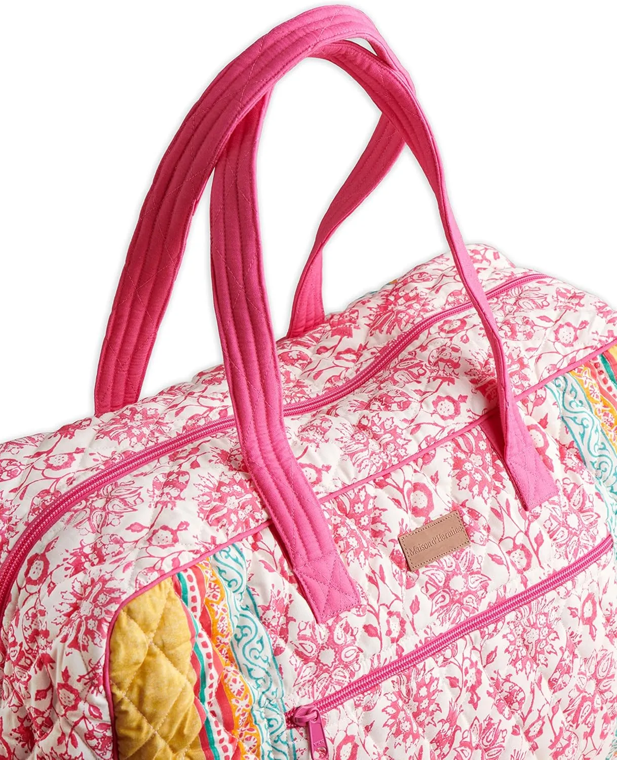 Maison d' Hermine Weekend Bag Cotton Quilted Duffel Overnight Luggage Weekender Gym Bag for Mothers Day Gifts Travel Men Women Business Travellers Family Trip, Katmandou - Fushia