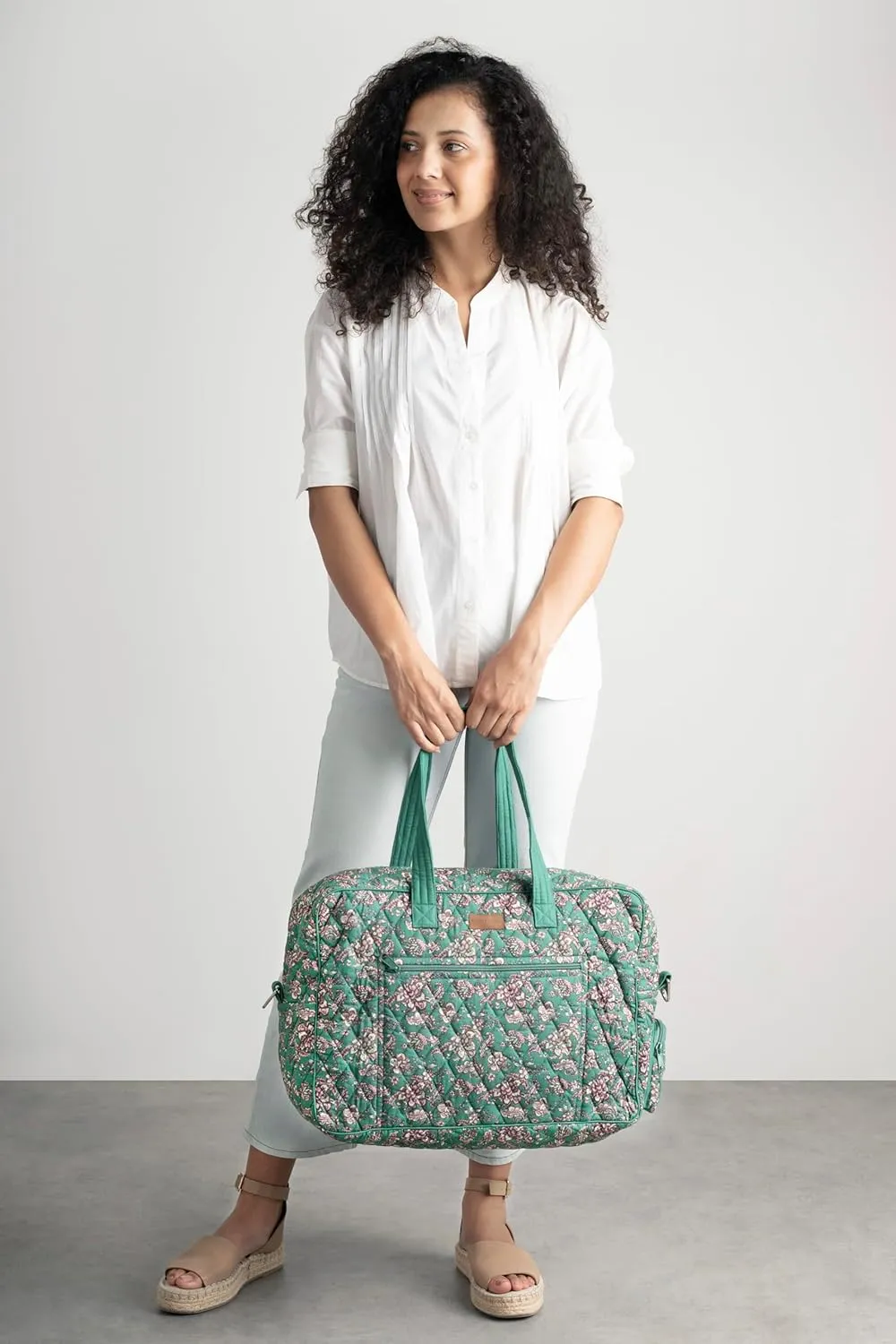Maison d' Hermine Weekend Bag Cotton Quilted Duffel Overnight Luggage Weekender Gym Bag for Mothers Day Gifts Travel Men Women Business Travellers Family Trip, Surya - Green