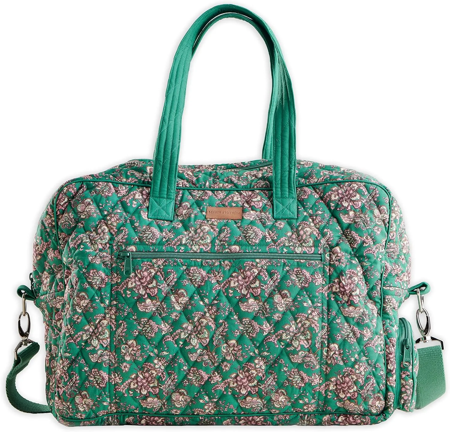 Maison d' Hermine Weekend Bag Cotton Quilted Duffel Overnight Luggage Weekender Gym Bag for Mothers Day Gifts Travel Men Women Business Travellers Family Trip, Surya - Green