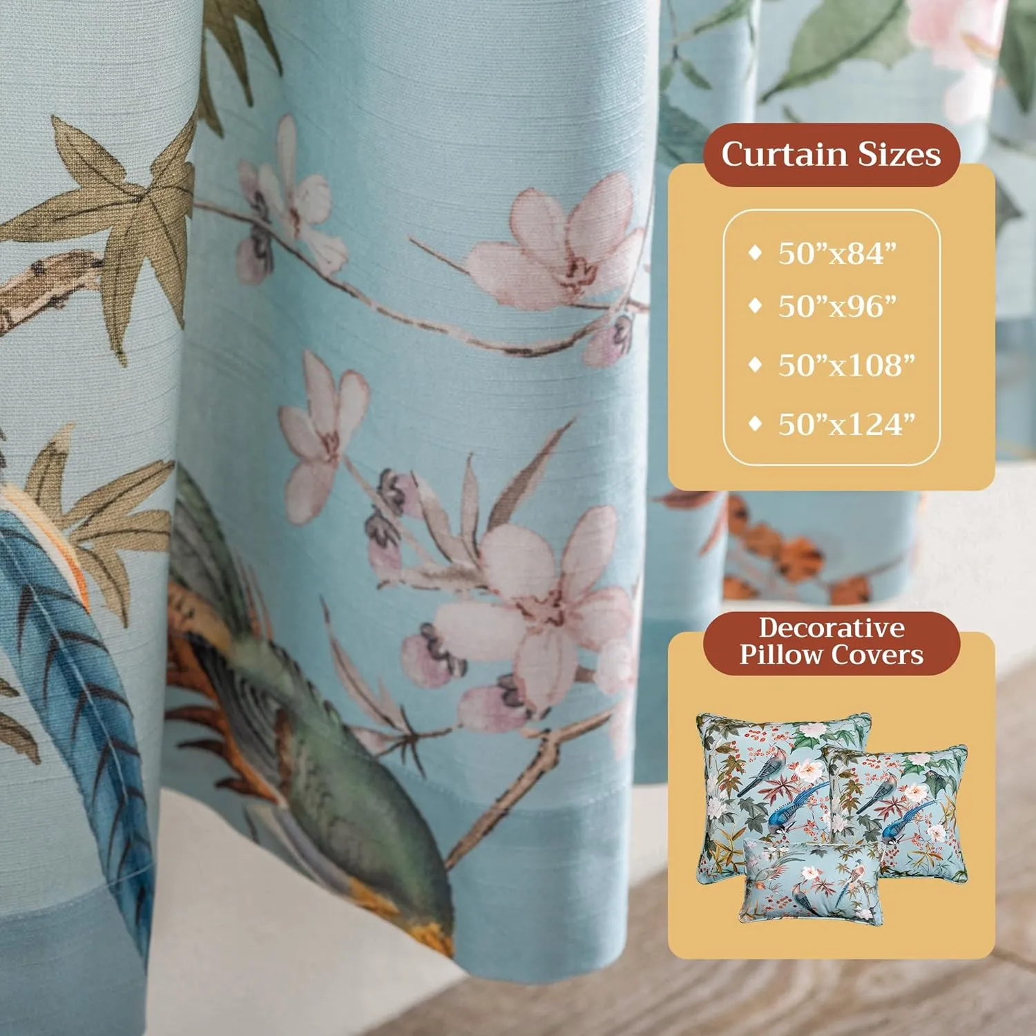 Maison d'Hermine Curtains for Living Room 100% Cotton 84 inch Length One Panel Light Filtering Curtains for Bedroom Windows with Rod and Loop Pockets Drapes (Hokuzai Blue, 50" W x 84" L)