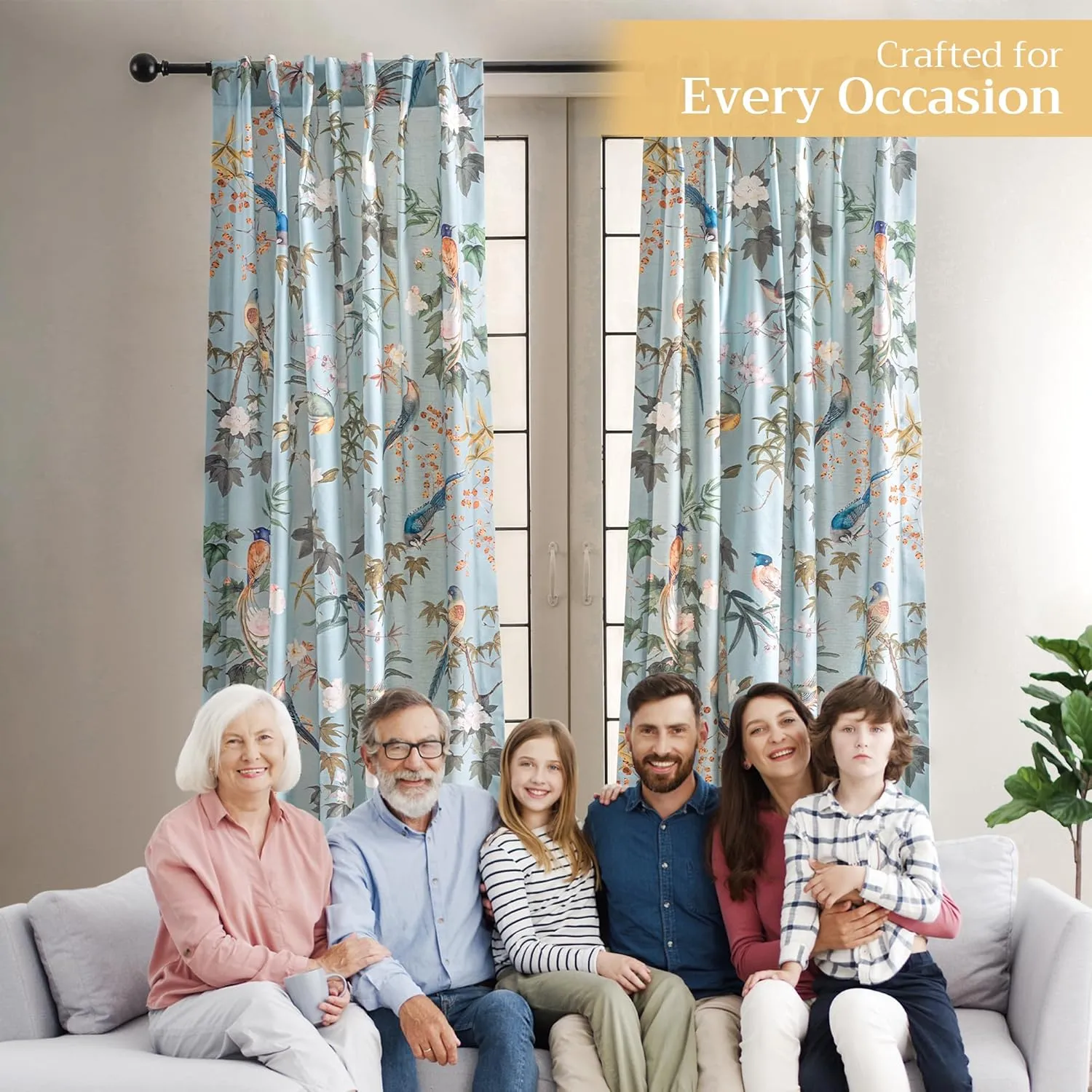 Maison d'Hermine Curtains for Living Room 100% Cotton 84 inch Length One Panel Light Filtering Curtains for Bedroom Windows with Rod and Loop Pockets Drapes (Hokuzai Blue, 50" W x 84" L)