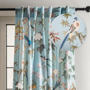 Maison d'Hermine Curtains for Living Room 100% Cotton 84 inch Length One Panel Light Filtering Curtains for Bedroom Windows with Rod and Loop Pockets Drapes (Hokuzai Blue, 50" W x 84" L)