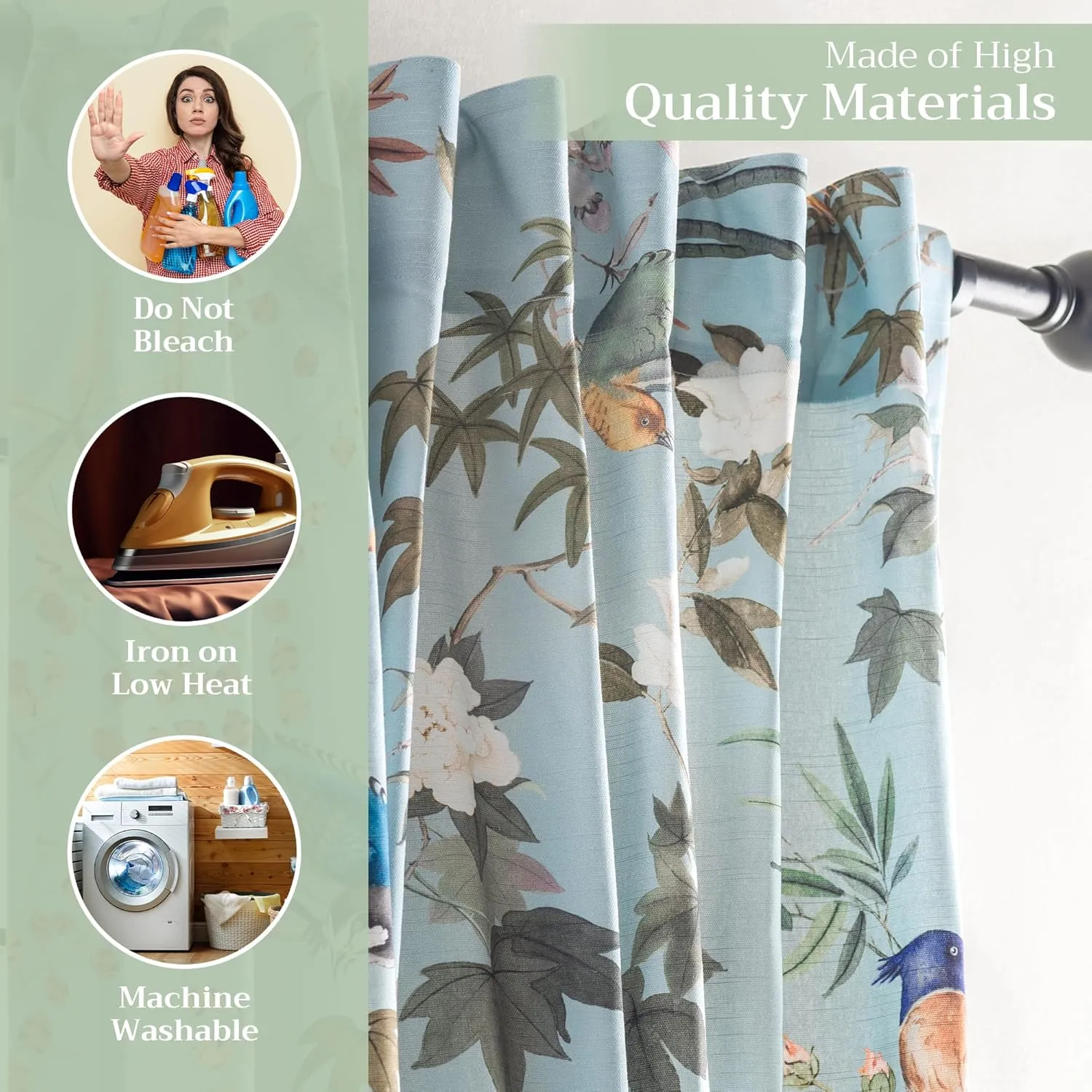 Maison d'Hermine Curtains for Living Room 100% Cotton 84 inch Length One Panel Light Filtering Curtains for Bedroom Windows with Rod and Loop Pockets Drapes (Hokuzai Blue, 50" W x 84" L)