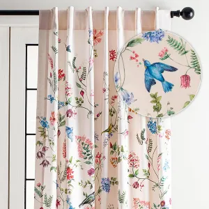 Maison d'Hermine Curtains for Living Room 100% Cotton 84 inch Length One Panel Light Filtering Curtains for Bedroom Windows with Rod and Loop Pockets Drapes (Neo Ipomee Multicolor, 50" W x 84" L)