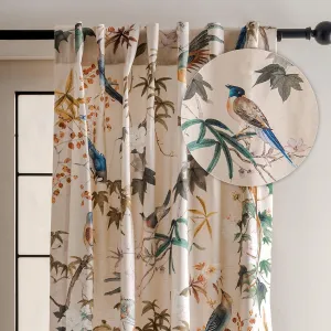 Maison d'Hermine Curtains for Living Room 100% Cotton 96 inch Length One Panel Light Filtering Curtains for Bedroom Windows with Rod and Loop Pockets Drapes (Hokuzai Beige, 50" W x 96" L)