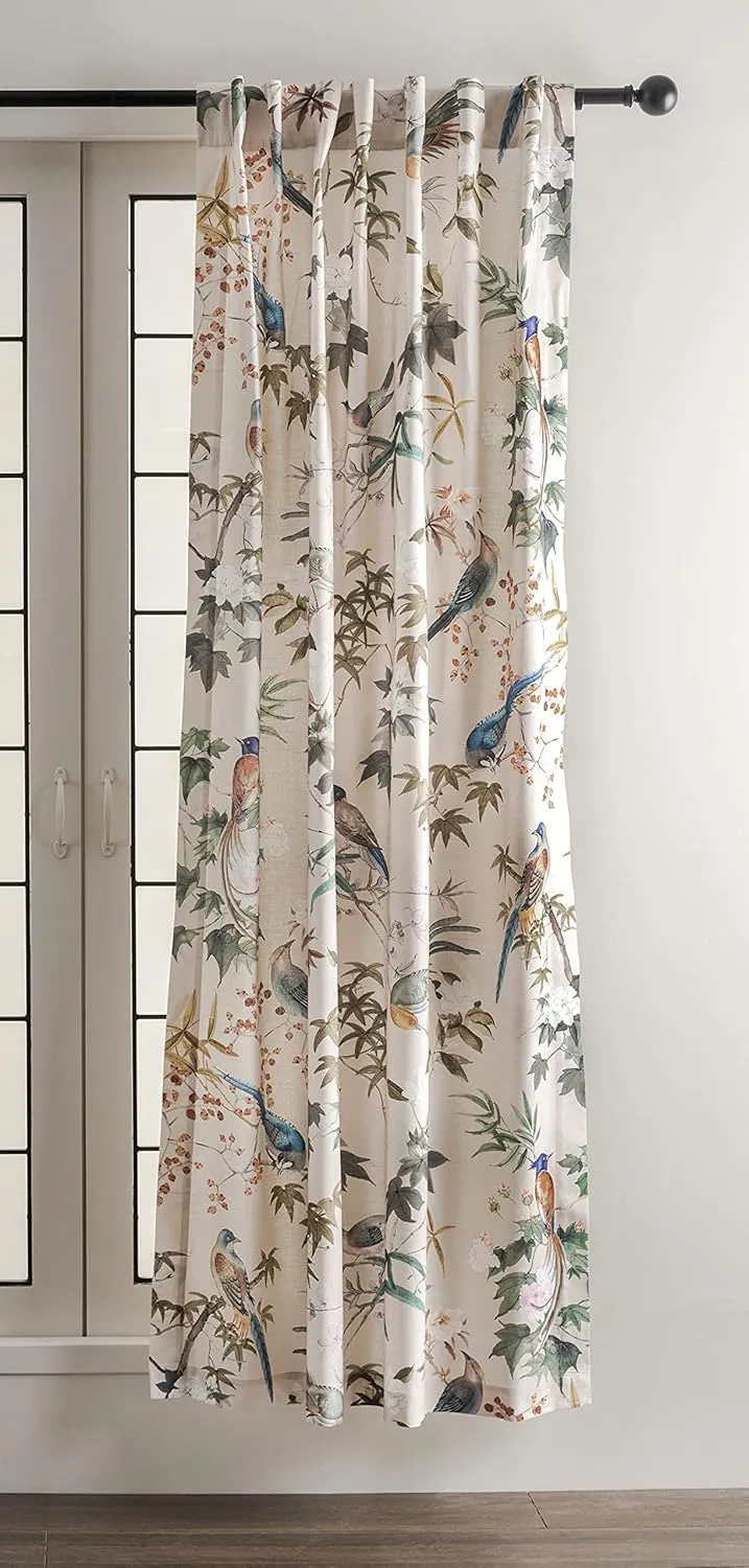 Maison d'Hermine Curtains for Living Room 100% Cotton 96 inch Length One Panel Light Filtering Curtains for Bedroom Windows with Rod and Loop Pockets Drapes (Hokuzai Beige, 50" W x 96" L)
