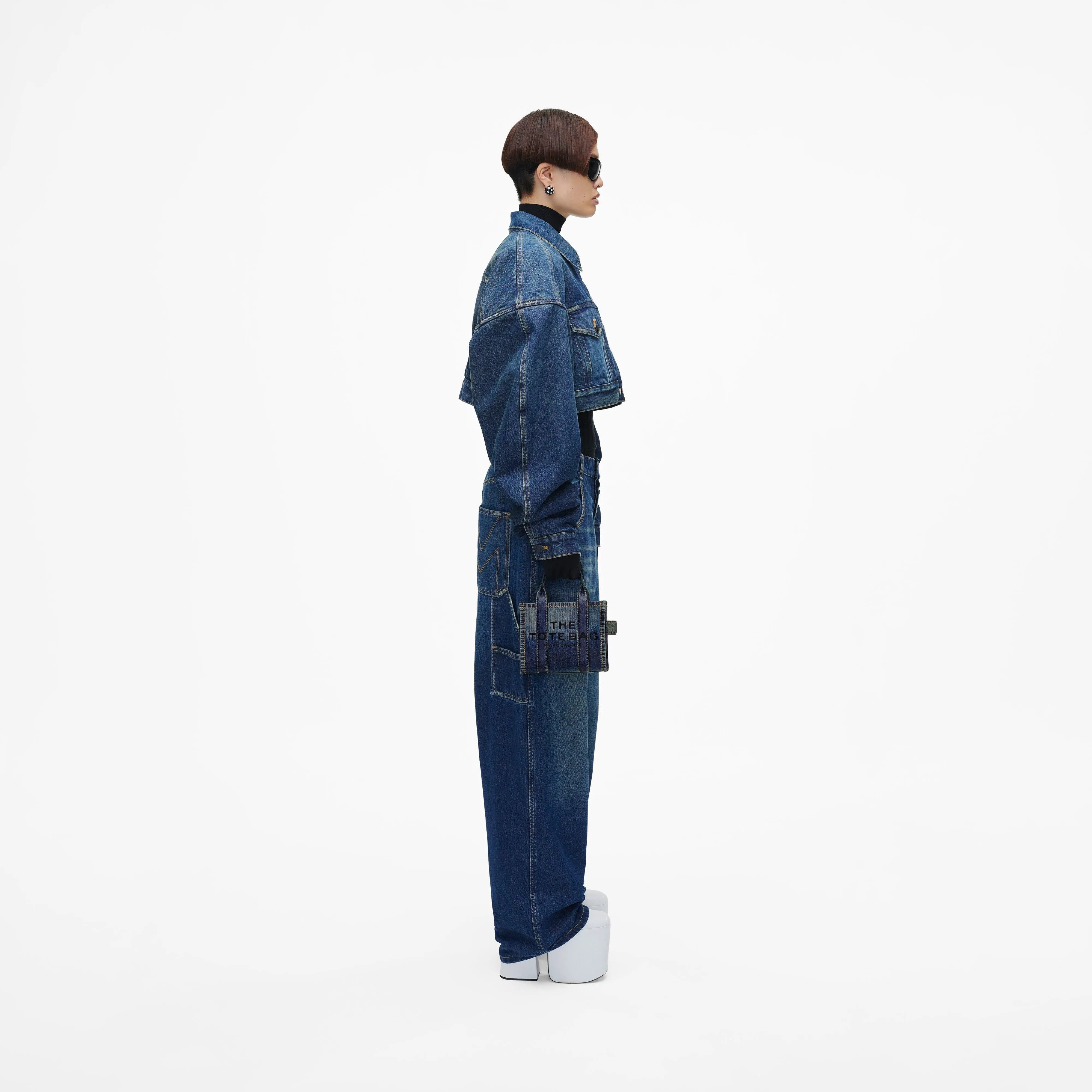 Marc Jacobs
THE DENIM-PRINTED LEATHER MICRO TOTE BAG