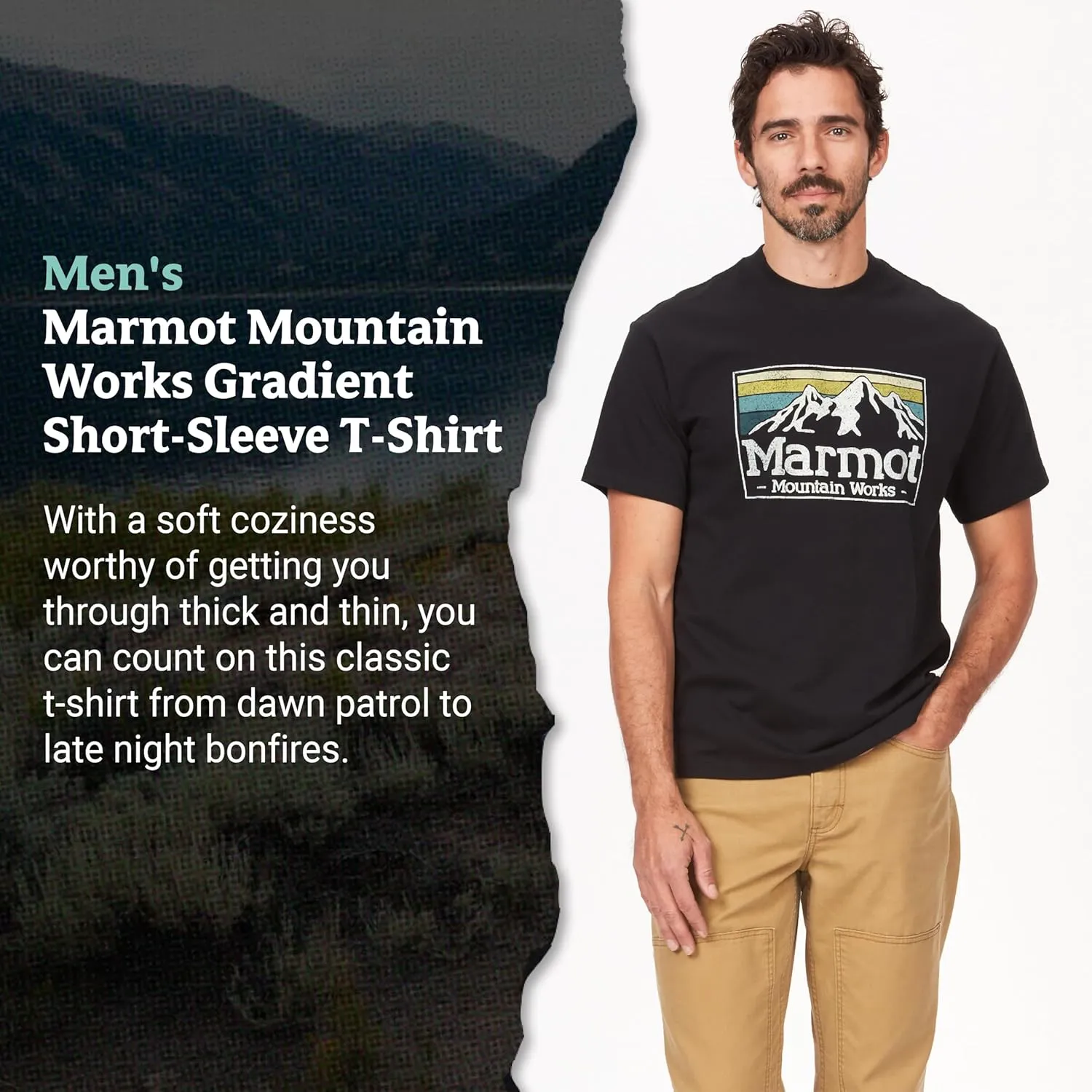 MARMOT Men's MMW Gradient Short-Sleeve Tee - Screen Printed Graphic on Soft, Breathable, Eco-Friendly Cotton/Poly Blend