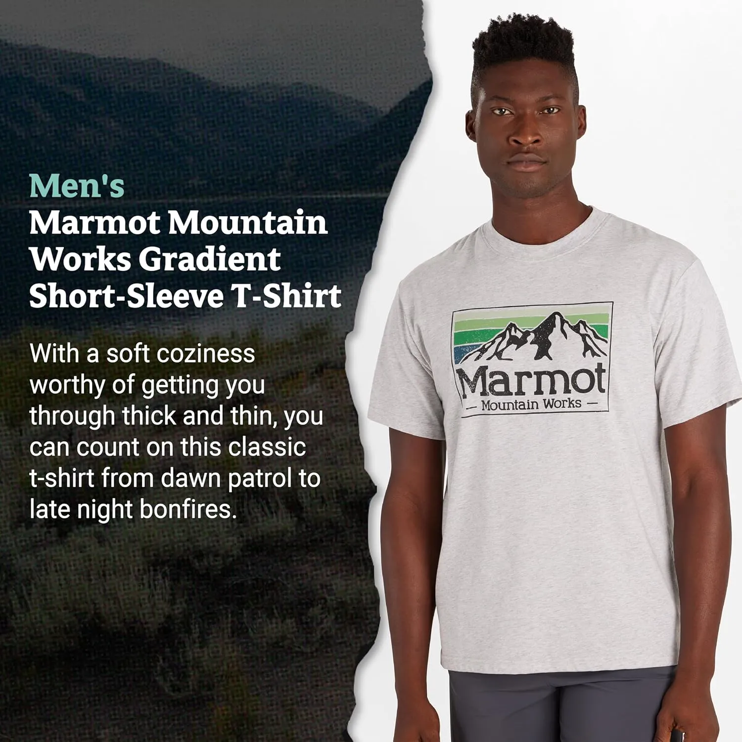 MARMOT Men's MMW Gradient Short-Sleeve Tee - Screen Printed Graphic on Soft, Breathable, Eco-Friendly Cotton/Poly Blend