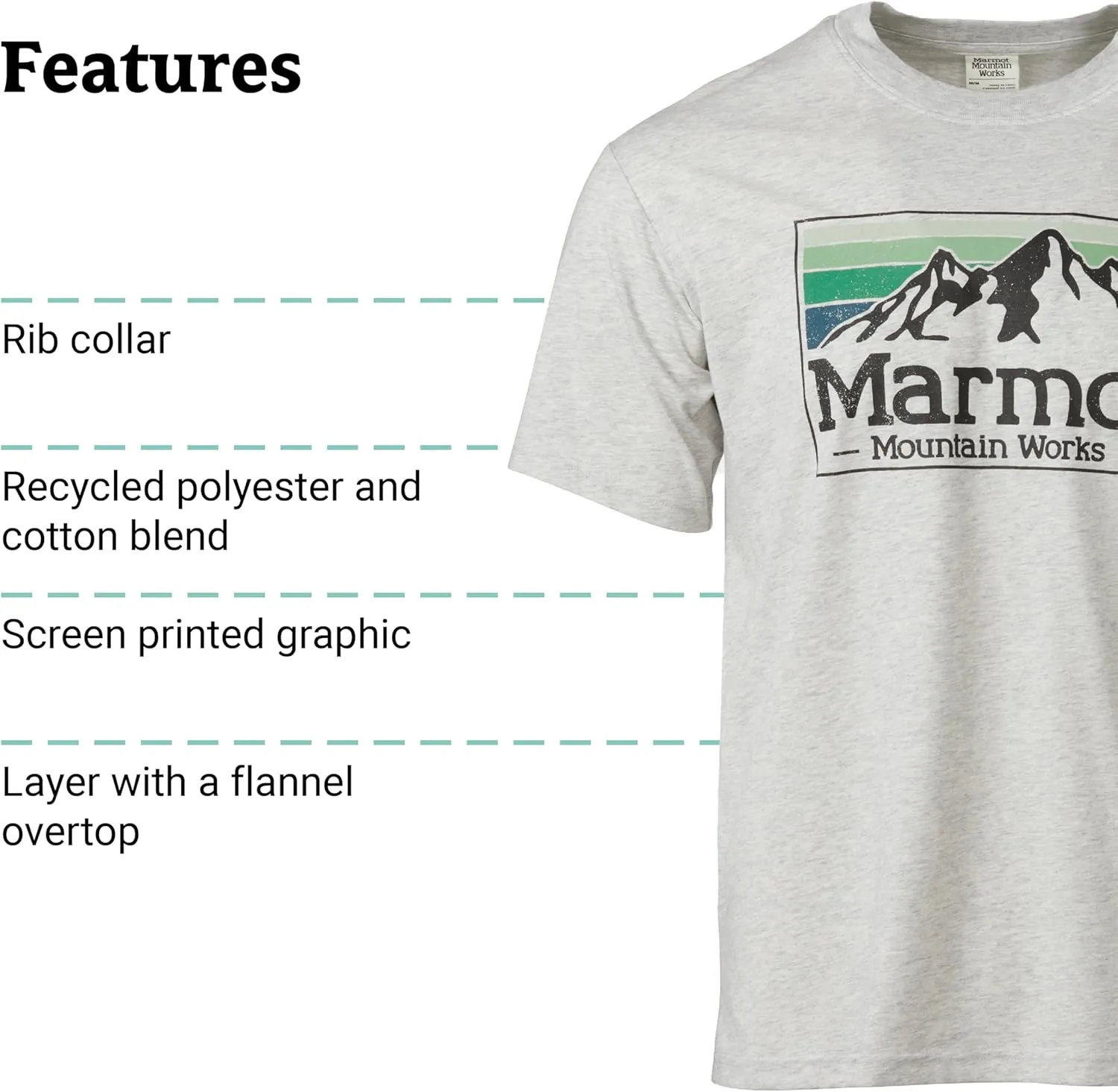 MARMOT Men's MMW Gradient Short-Sleeve Tee - Screen Printed Graphic on Soft, Breathable, Eco-Friendly Cotton/Poly Blend