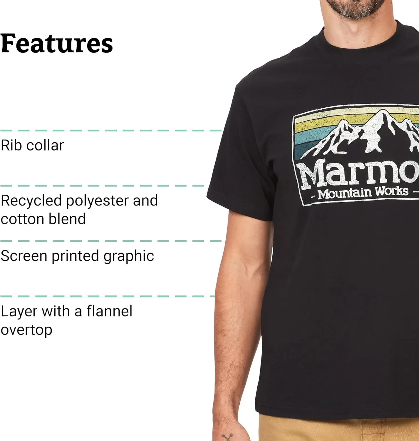 MARMOT Men's MMW Gradient Short-Sleeve Tee - Screen Printed Graphic on Soft, Breathable, Eco-Friendly Cotton/Poly Blend