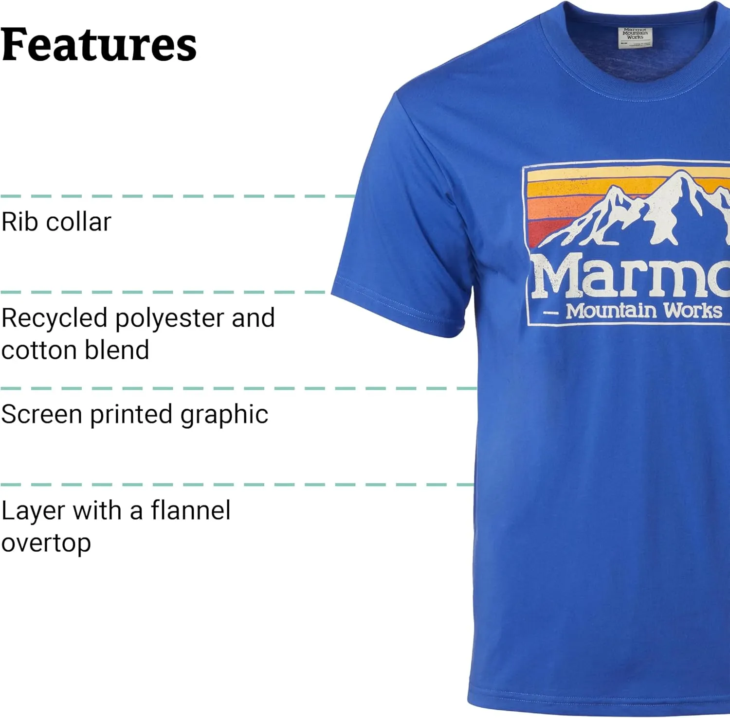 MARMOT Men's MMW Gradient Short-Sleeve Tee - Screen Printed Graphic on Soft, Breathable, Eco-Friendly Cotton/Poly Blend