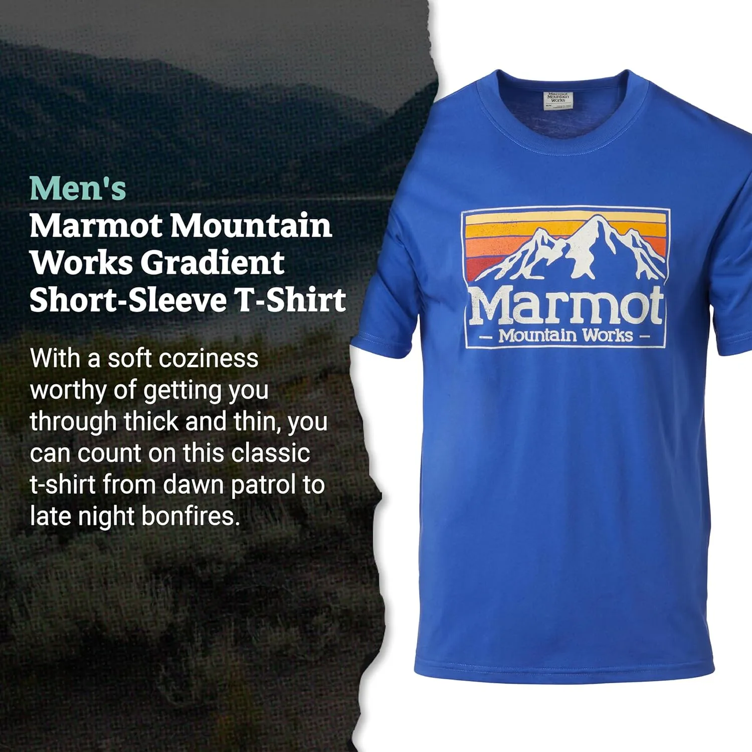 MARMOT Men's MMW Gradient Short-Sleeve Tee - Screen Printed Graphic on Soft, Breathable, Eco-Friendly Cotton/Poly Blend