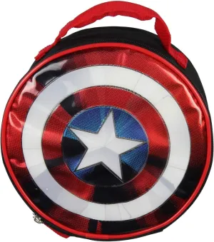 Marvel Captain America Shield Shiny Optical Illusion Insulated Lunch Box Bag Tote