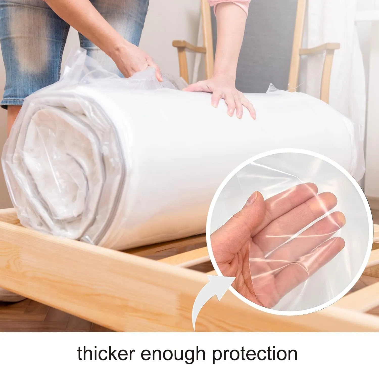 Mattress Bags for Moving, [2-Pack] 5 Mil Plastic Bed Mattress Cover for Moving Long-Term Storage and Disposal, Heavy Duty Clear Mattress Box Spring Protection - Queen Size, 64 x 104 Inch