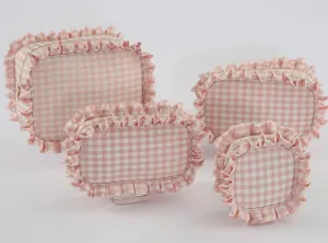Medium Gingham Ruffle Cosmetic Bag