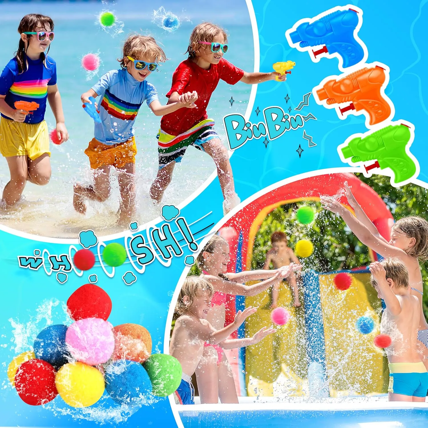 Mega Pool Party Beach Party Favors-60Pcs Party Bag Stuffers for Kids Beach Balls Bulk, Kids Sunglasses, Bubble Wands, Summer Toys for Party Supplies Birthday, Pool Beach Toys for Kids Ages 3 4 5 6 7 8