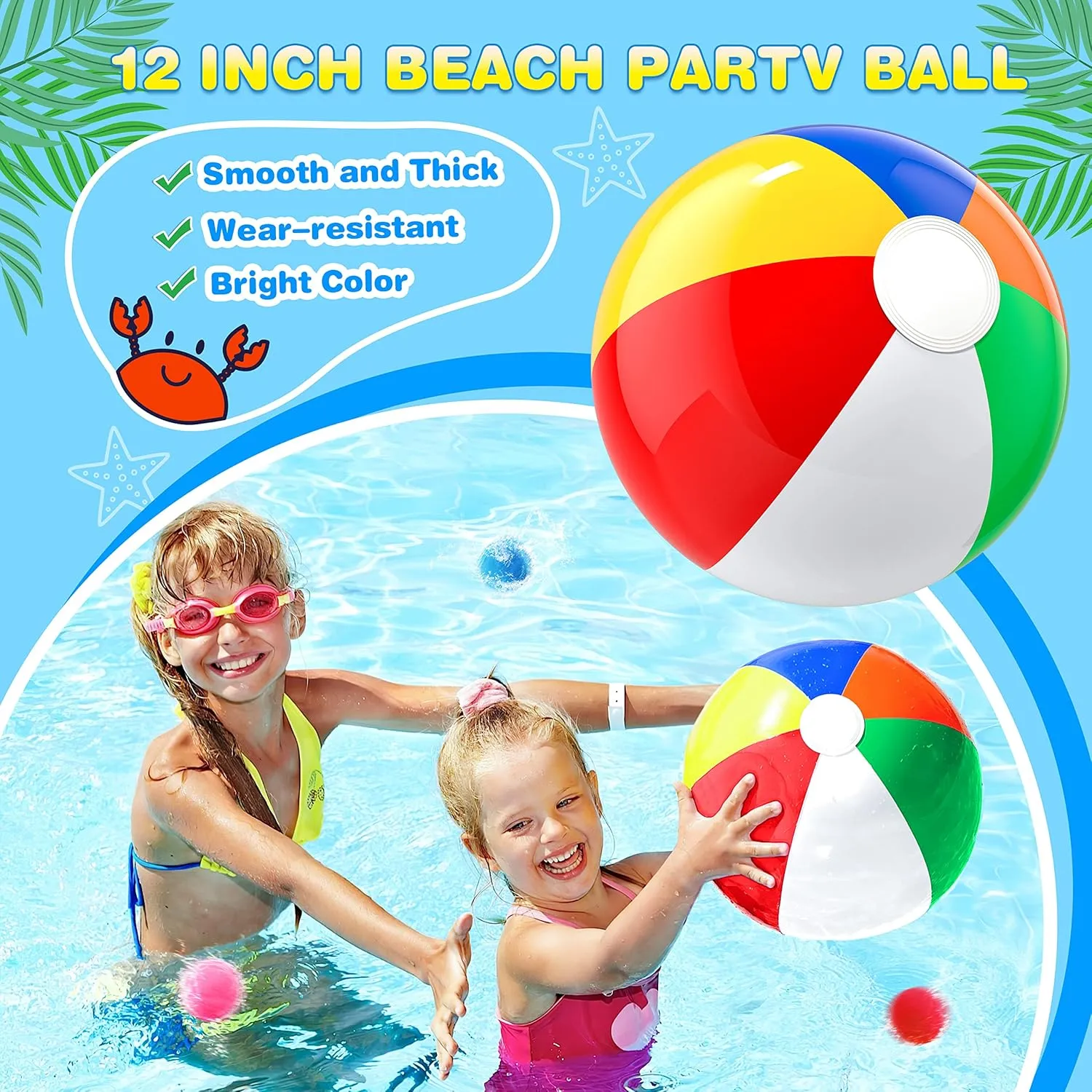 Mega Pool Party Beach Party Favors-60Pcs Party Bag Stuffers for Kids Beach Balls Bulk, Kids Sunglasses, Bubble Wands, Summer Toys for Party Supplies Birthday, Pool Beach Toys for Kids Ages 3 4 5 6 7 8