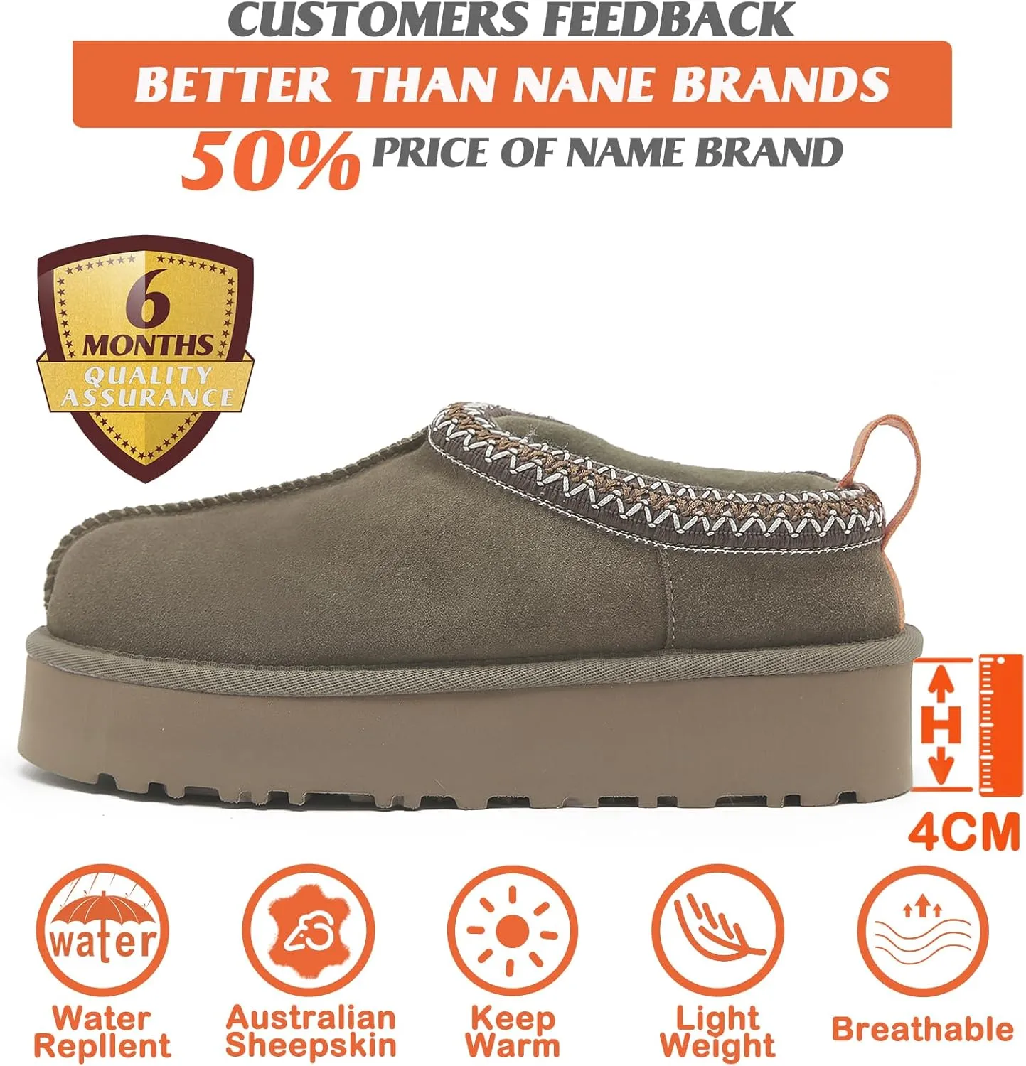 Mel&Syd Slippers for Womens 100% Australian Sheepskin - Real Shearling Fur Wool Womens's Slippers - Upgrated Memory Foam Slippers - No Slip Winter Snow Scuff Slippers Footwear Indoor Outdoor