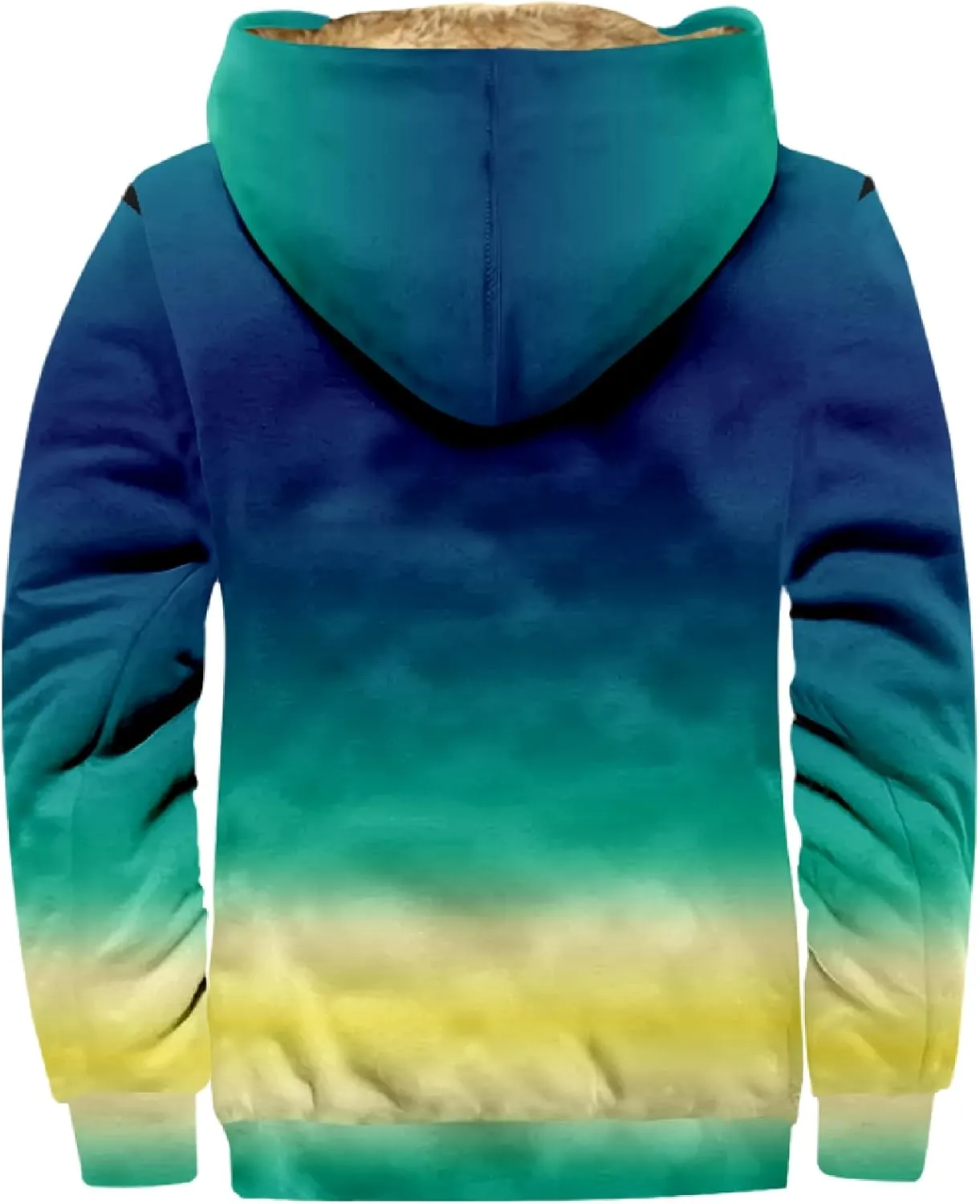 Men Coats Winter Long Sleeve Zipper Hoodies Sherpa Fleece Lined Vintage Print Jackets Fall Winter Coats