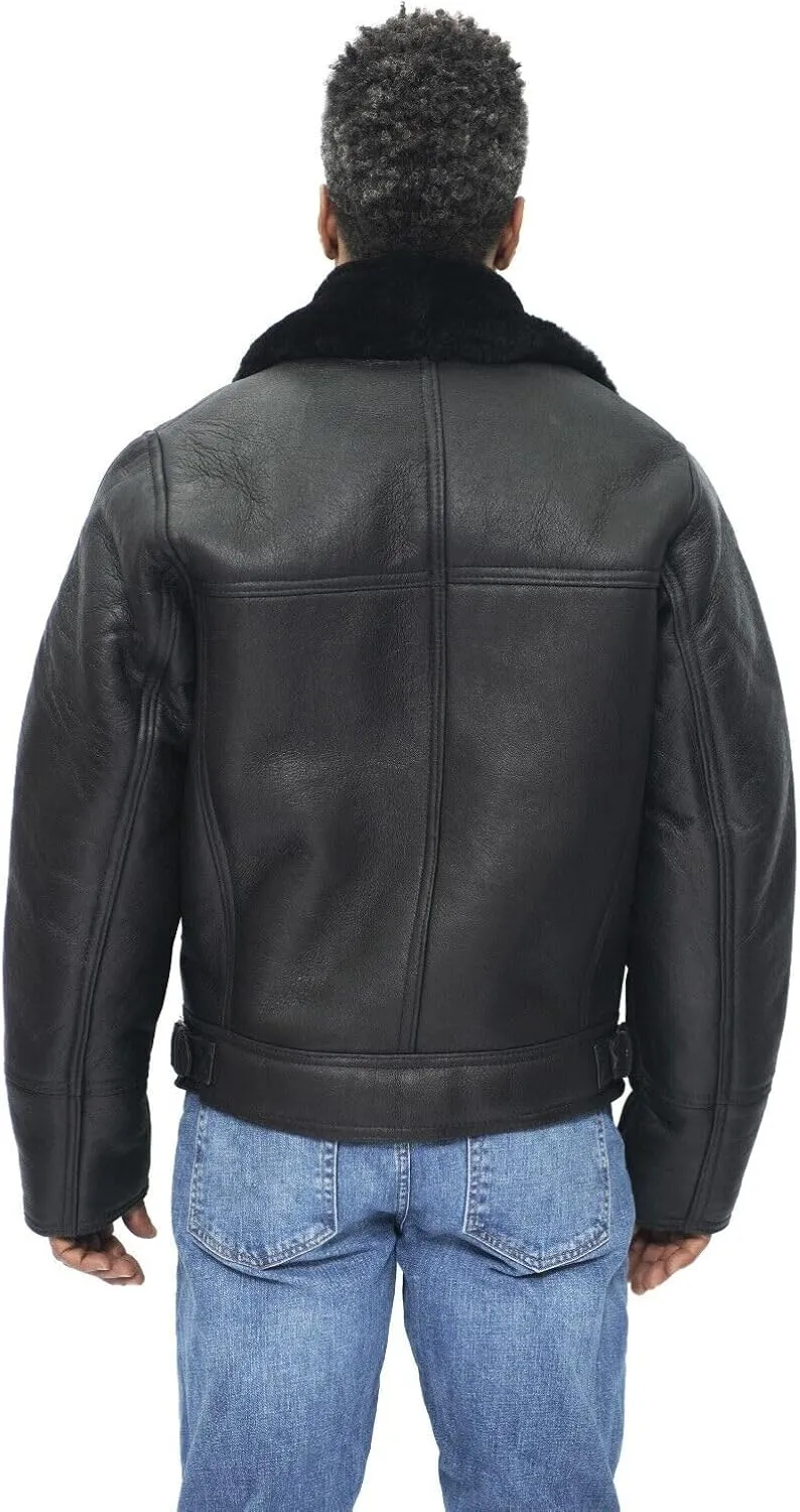 Men’s Aviator B3 Flying Cross Zip Shearling Leather Bomber Pilot Jacket