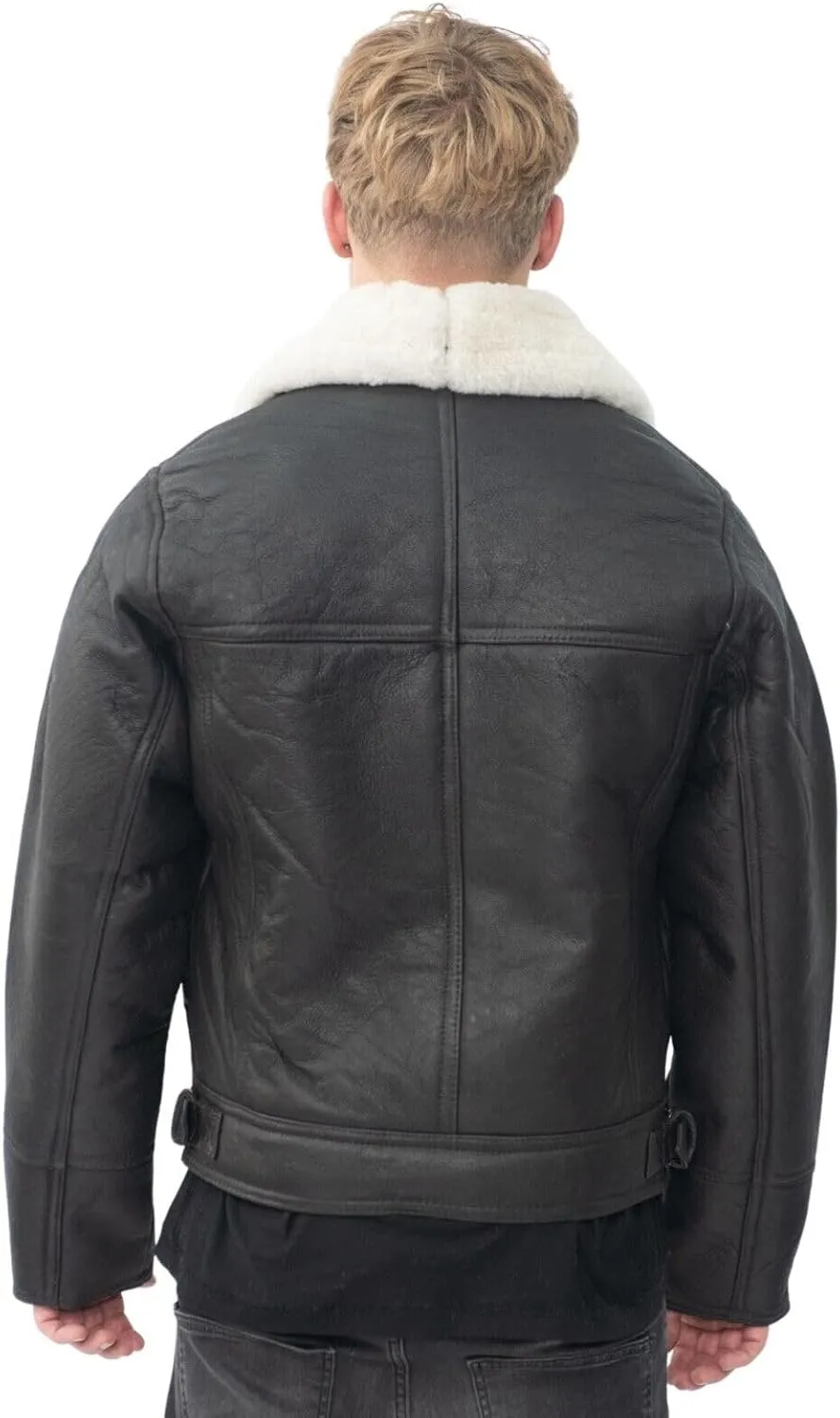 Men’s Aviator B3 Flying Cross Zip Shearling Leather Bomber Pilot Jacket